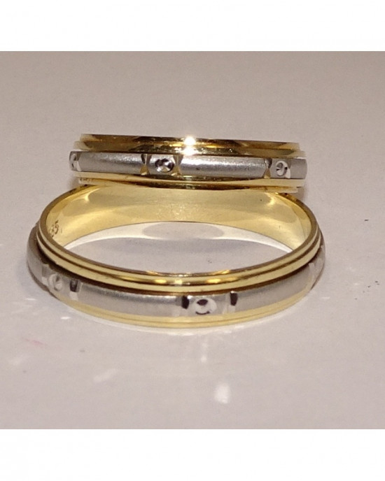 Fehér-sárga arany karikagyűrű pár